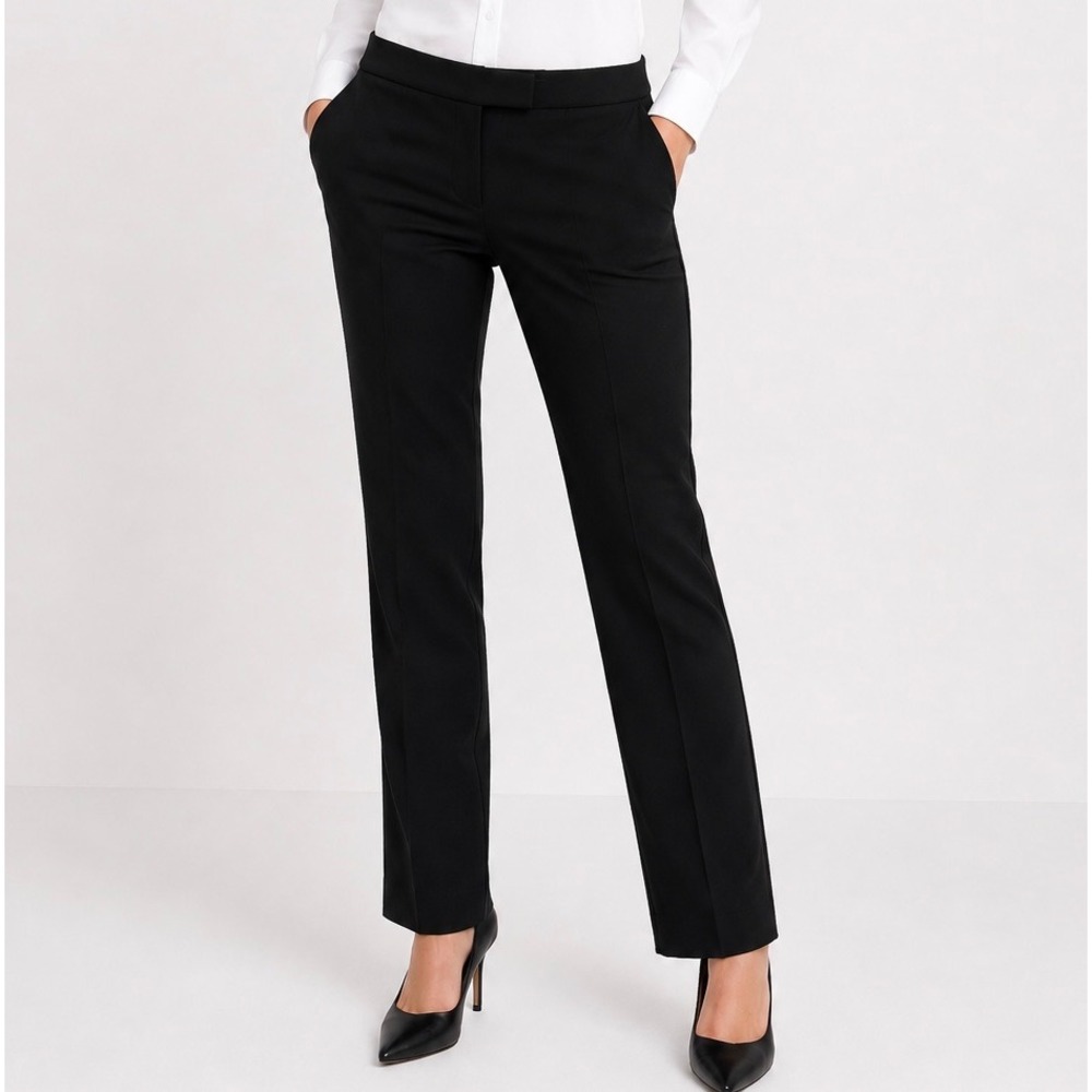 Theory Low Rise Slim Tailor Stretch Pants Womens 6 Black Wool Blend Office